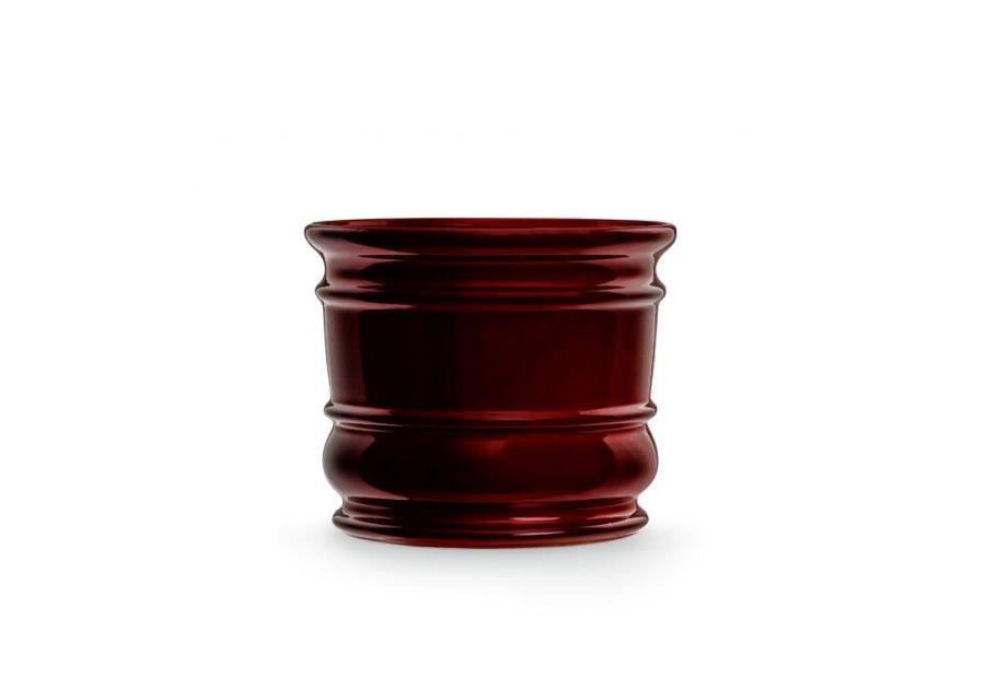 Zdjęcie: Doniczka ceramiczna z podstawką Beczka 14x15 cm bordowy połysk FLOWERPOT