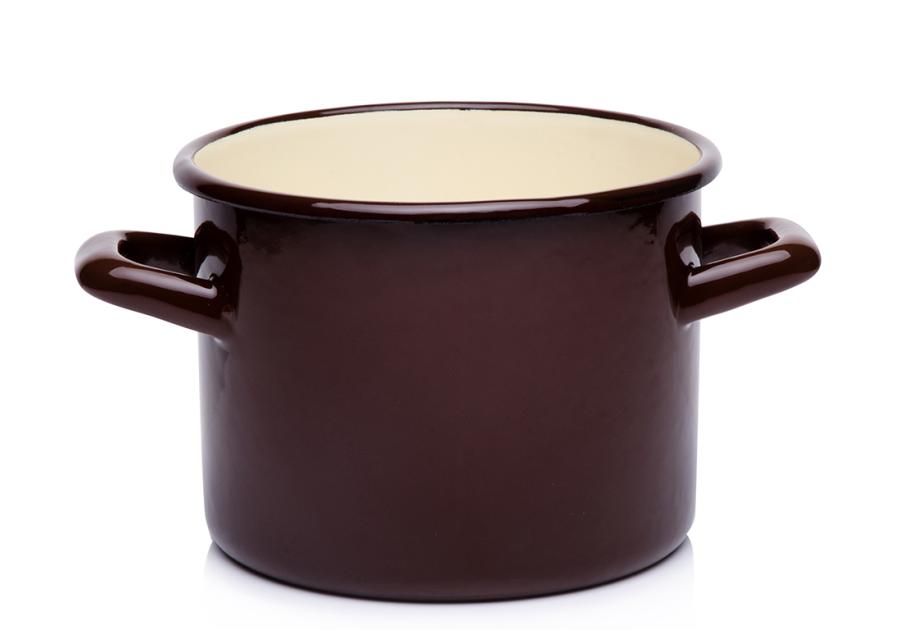 Zdjęcie: Garnek bez pokrywki 22 cm - 5,5 L gładki brązowy EMALIA PLESZEW