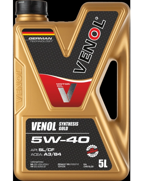 Zdjęcie: Olej silnikowy Synthesis Gold SL CF 5W40 5 L VENOL