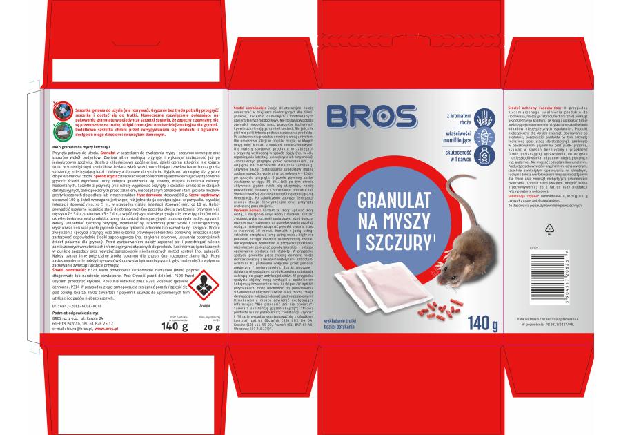 Zdjęcie: Granulat na myszy i szczury 0,14 kg BROS