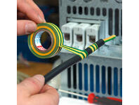 Zdjęcie: Taśma izolacyjna PVC, do zastosowań elektrycznych, 20 m-19 mm, zielono-żółta TESA