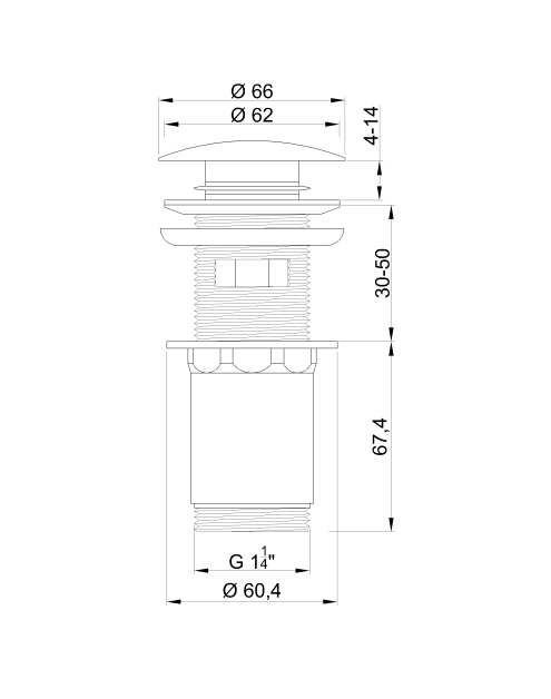 Zdjęcie: Korek click-clack, mosiężny, uniwersalny, dyży grzybek chrom INVENA