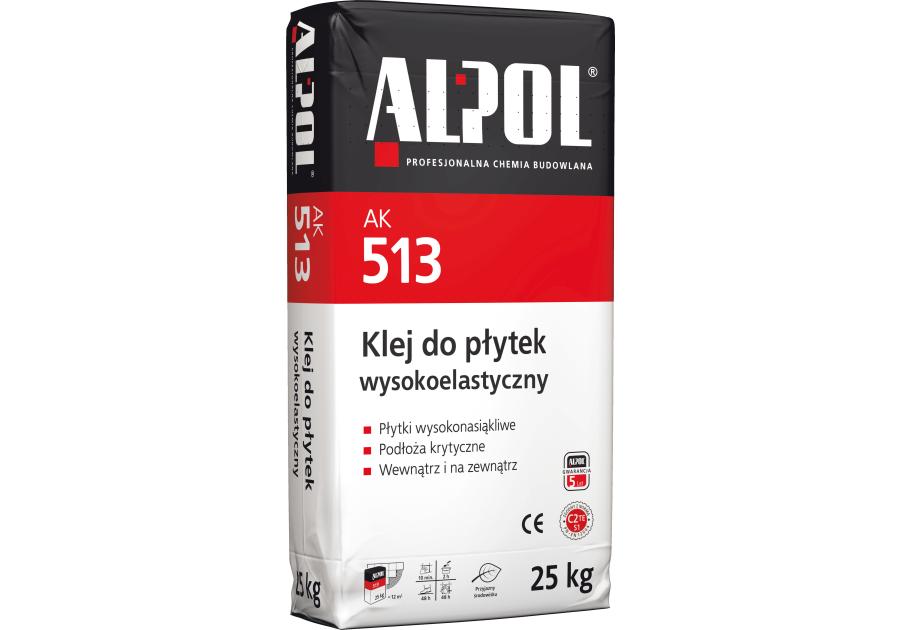 Zdjęcie: Klej do płytek wysokoelastyczny 25 kg AK 513 ALPOL