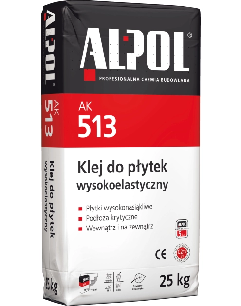 Zdjęcie: Klej do płytek wysokoelastyczny 25 kg AK 513 ALPOL