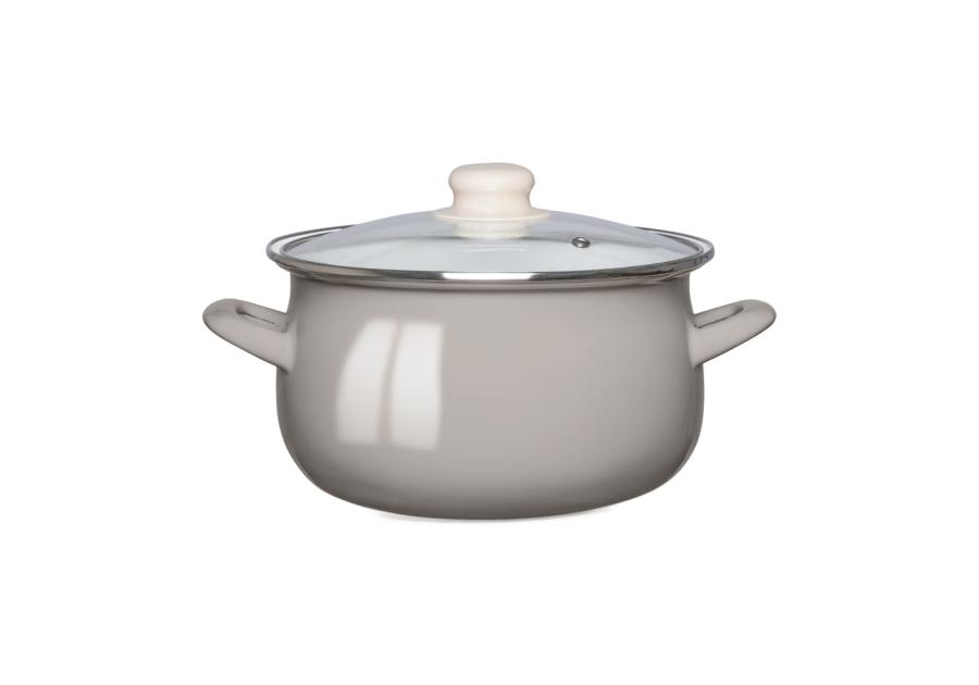 Zdjęcie: Garnek emaliowany 20 cm - 2,7 L taupe z pokrywą szklaną ALTOMDESIGN