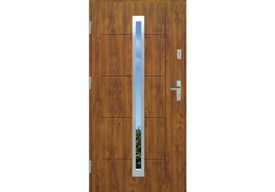 Zdjęcie: Drzwi zewnętrzne stalowo-drewniane Disting Nicolo 11 Dąb złoty 90 cm lewe KR CENTER