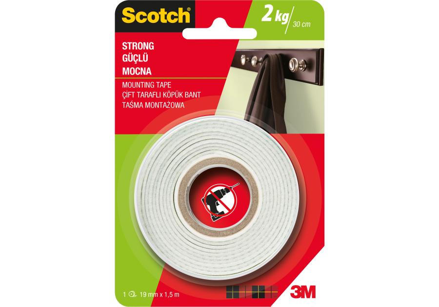 Zdjęcie: Taśma montażowa mocna 19 mm x 1,5 m SCOTCH