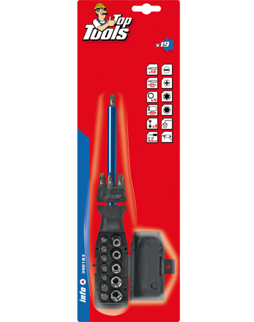 Zdjęcie: Wkrętak teleskopowy z końcówkami i nasadkami, zestaw 20 sztuk TOP TOOLS