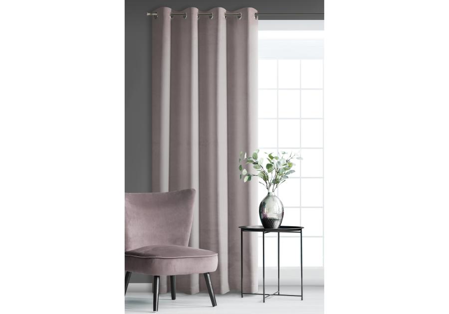 Zdjęcie: Zasłona Berfu 140x250 cm pudrowa na przelotkach EUROFIRANY