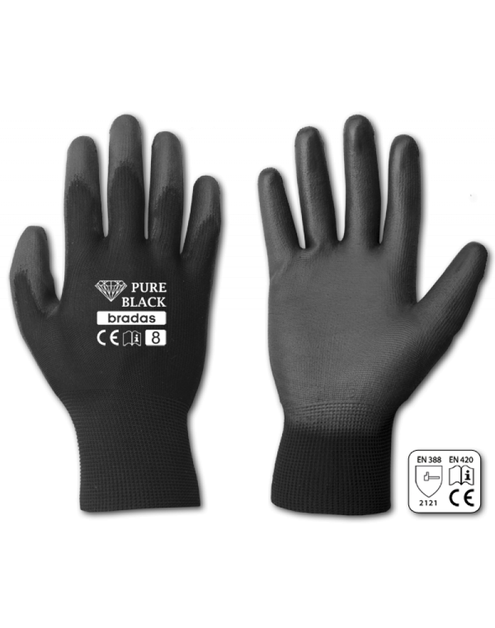 Zdjęcie: Rękawice ochronne Pure Black poliuretan, rozmiar 11 BRADAS