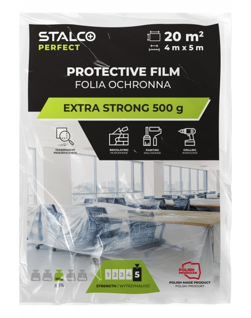 Zdjęcie: Folia ochronna extra strong 4x5 m 500 g STALCO PERFECT