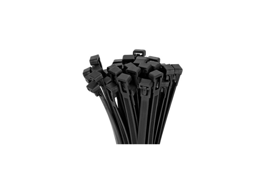 Zdjęcie: Opaski nylonowe demontowalne czarne 7,6 x 370 mm STALCO PERFECT