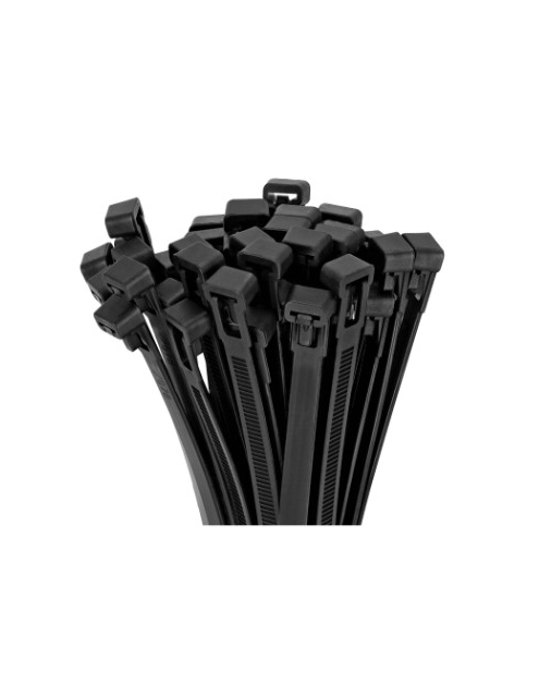 Zdjęcie: Opaski nylonowe demontowalne czarne 7,6 x 370 mm STALCO PERFECT