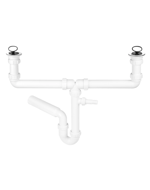 Zdjęcie: Syfon zlewozmywakowy rurowy podwójny 1.1/2 x50 mm z podłączeniem pralki lub zmywarki MCALPINE