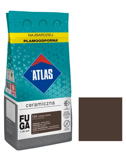 Zdjęcie: Fuga ceramiczna 124 ciemne wenge, alubag, 5 kg ATLAS