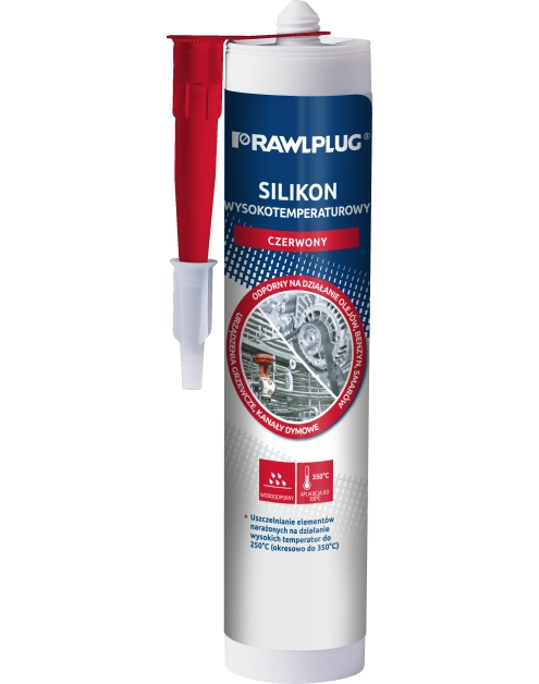 Zdjęcie: Silikon wysokotemperaturowy czerwony - kartusz plastikowy - 300 ml