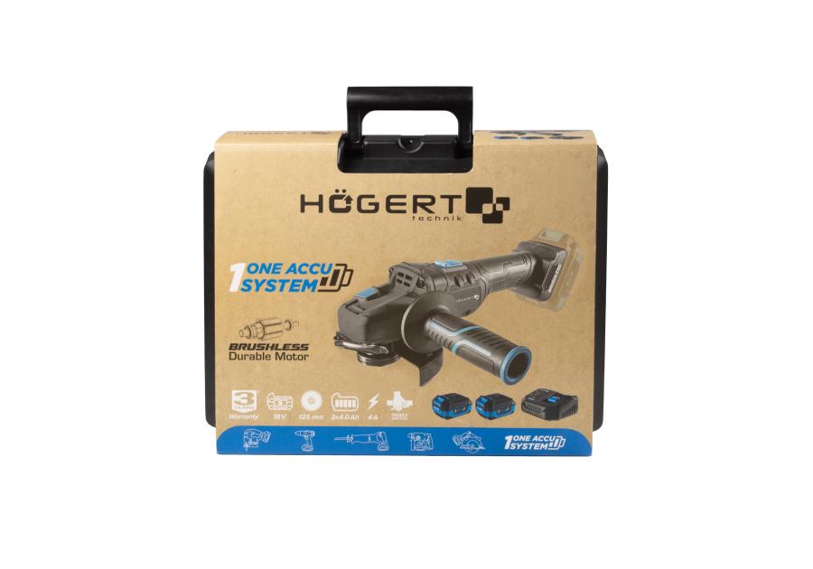 Zdjęcie: Szlifierka kątowa bezszczotkowa 125 mm 18 V zestaw HOGERT TECHNIK