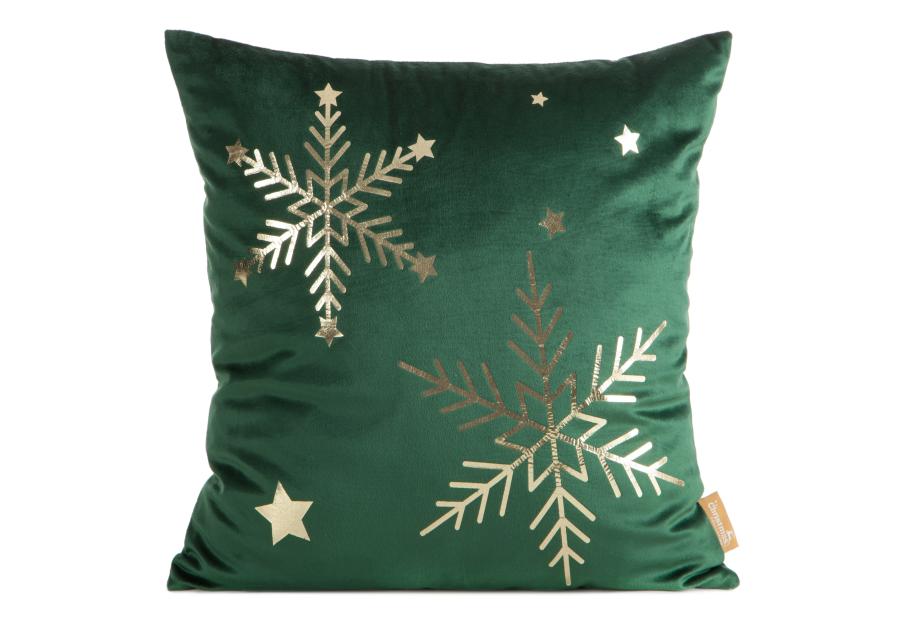 Zdjęcie: Poduszka welwetowa świąteczna 45x45 cm ciemnozielono-złota EUROFIRANY