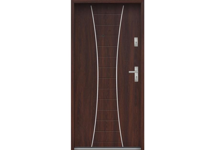 Zdjęcie: Drzwi wejściowe do mieszkań Bastion R-63 Orzech japoński 80 cm lewe ODR KR CENTER