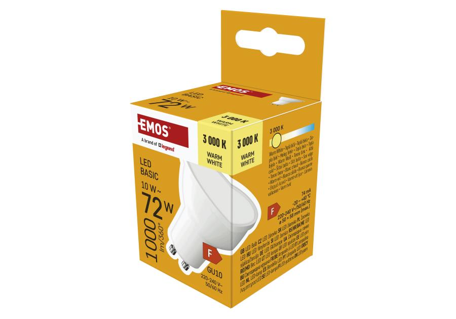Zdjęcie: Żarówka LED MR16 10 W 1000 lm GU10 światło ciepłe EMOS