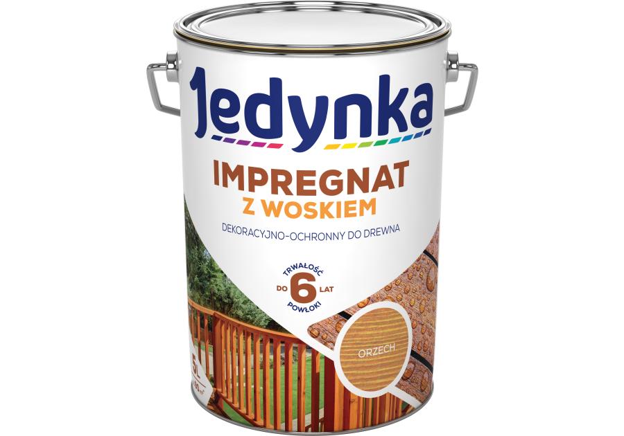 Zdjęcie: Impregnat do drewna z woskiem orzech 5 L JEDYNKA