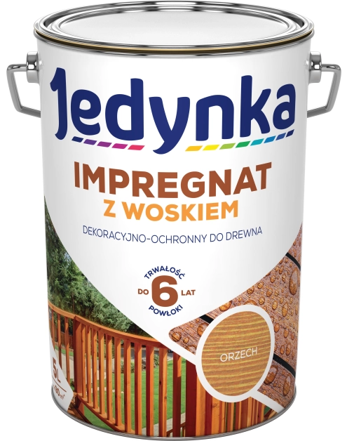 Zdjęcie: Impregnat do drewna z woskiem orzech 5 L JEDYNKA