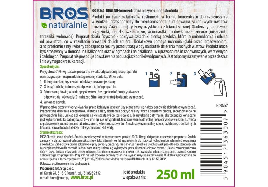 Zdjęcie: Koncentrat na mszyce inne szkodniki 250 ml BROS NATURALNIE