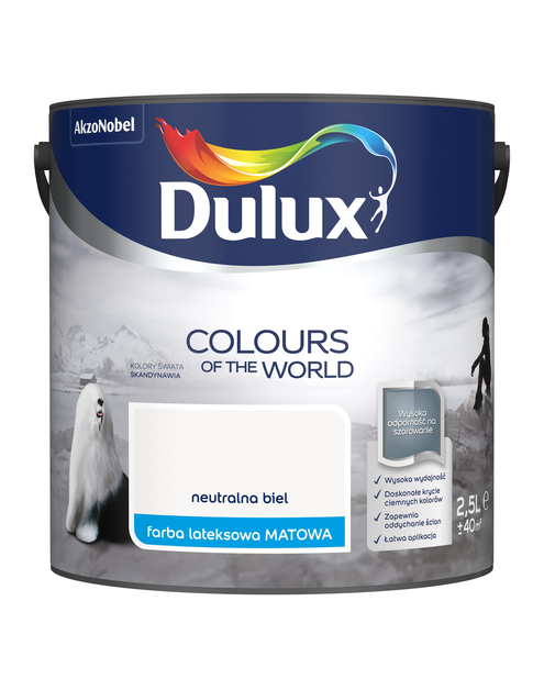 Zdjęcie: Farba lateksowa Kolory Świata 2,5 L neutralna biel DULUX