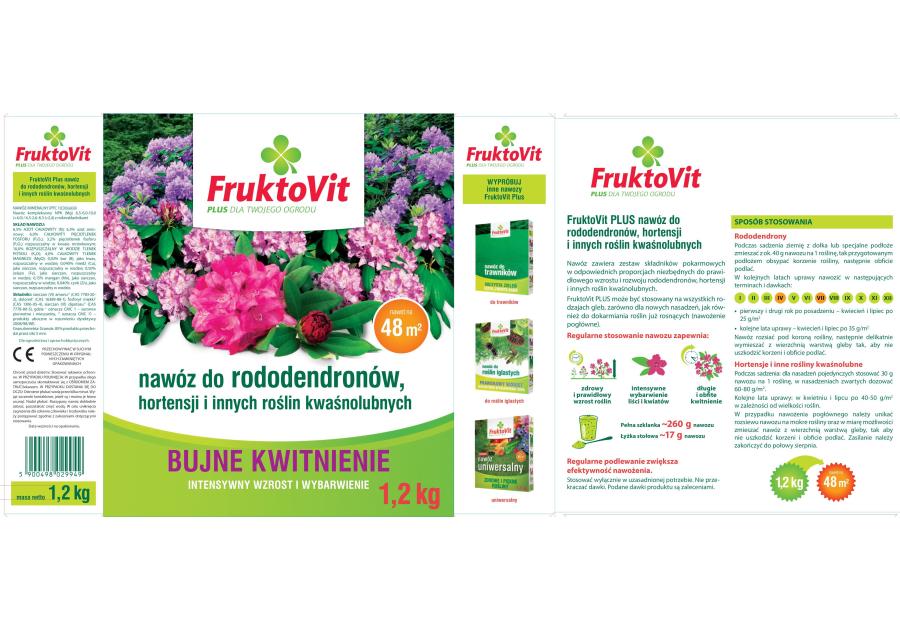 Zdjęcie: Nawóz do rododendronów i innych roślin kwaśnolubnych 1,2 kg FRUKTOVIT PLUS