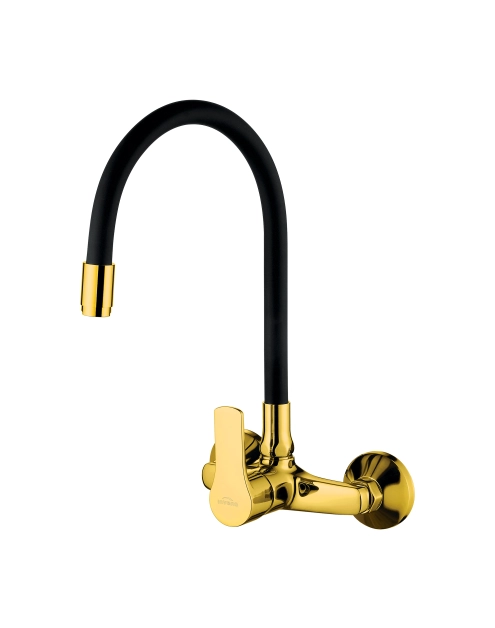 Zdjęcie: Bateria ścienna z elastyczną wylewką Verso czarno/złoty INVENA