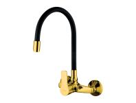 Zdjęcie: Bateria ścienna z elastyczną wylewką Verso czarno/złoty INVENA