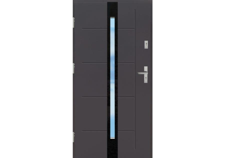 Zdjęcie: Drzwi zewnętrzne stalowo-drewniane Disting Liberto 12 Antracyt 90 cm lewe KR CENTER