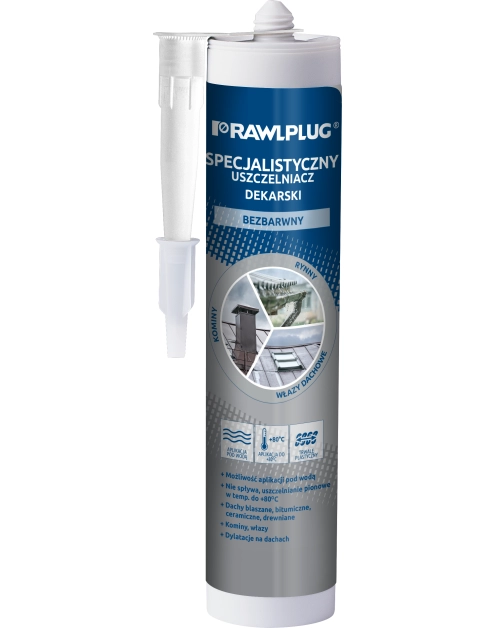 Zdjęcie: Uszczelniacz dekarski specjalistyczny żywiczny R-SL-DEK-SPEC bezbarwny 300 ml RAWLPLUG
