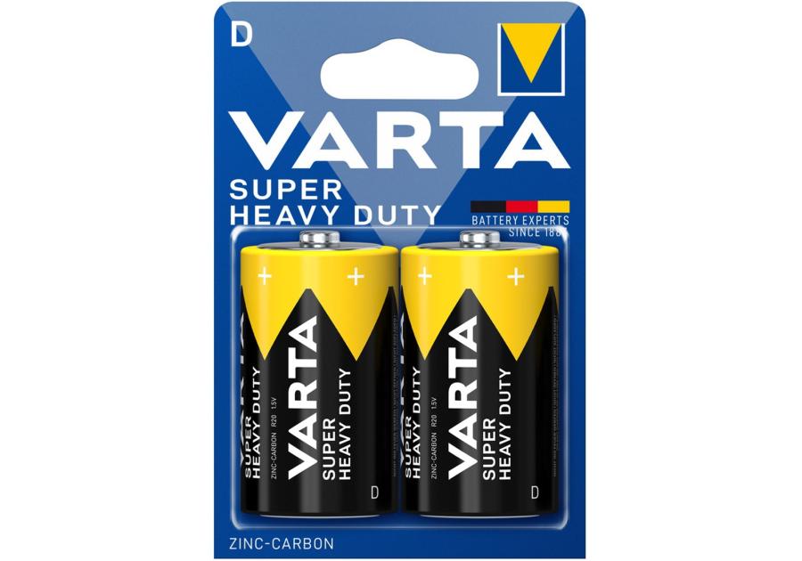 Zdjęcie: Bateria cynkowo-węglowa Super Heavy Duty R20/D 2 sztuki VARTA