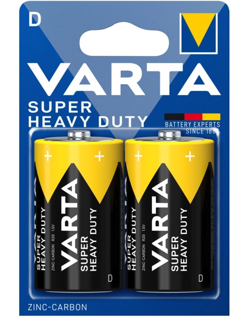 Zdjęcie: Bateria cynkowo-węglowa Super Heavy Duty R20/D 2 sztuki VARTA