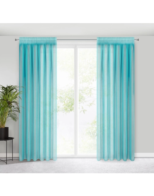 Zdjęcie: Firana gotowa Elpidia na taśmie 140x270 cm turkusowy EUROFIRANY
