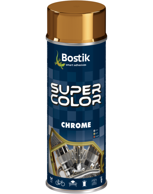 Zdjęcie: Lakier akrylowy z efektem chromu Super Color Chrome chrom złoty 400 ml BOSTIK