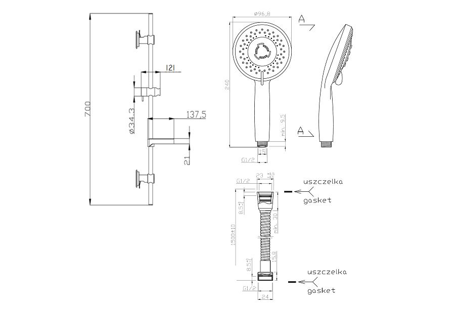 Zdjęcie: Zestaw natryskowy z przyssawkami Milos, Chrom Invena