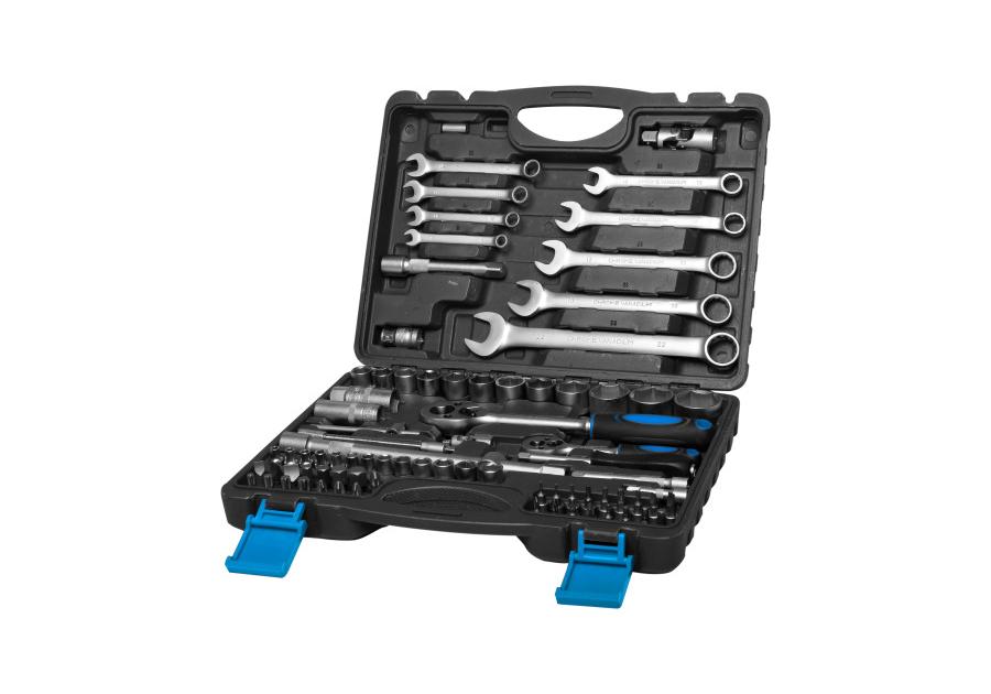 Zdjęcie: Zestaw 82 szt. nasadek 1/2, 1/4,4-32 mm z kluczem płasko-oczkkowym 8-22 mm MEGA