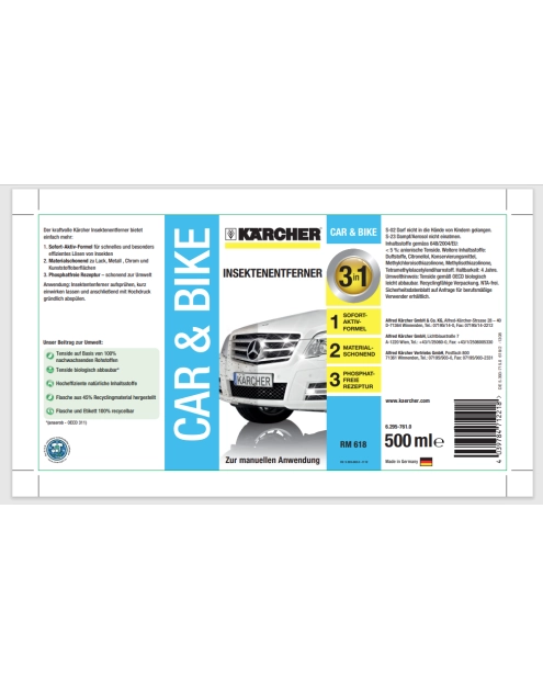 Zdjęcie: Preparat do usuwania owadów 3 W 1, RM 618, 500 ml 6.295-761.0 KARCHER