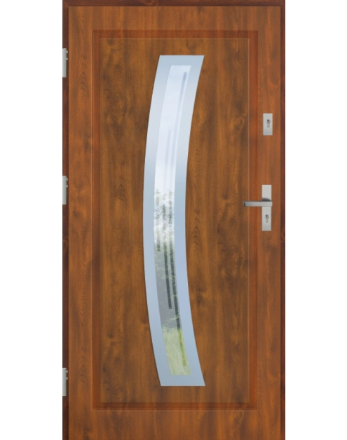 Zdjęcie: Drzwi zewnętrzne stalowo-drewniane Disting Figaro 02 Dąb złoty 100 cm lewe KR CENTER