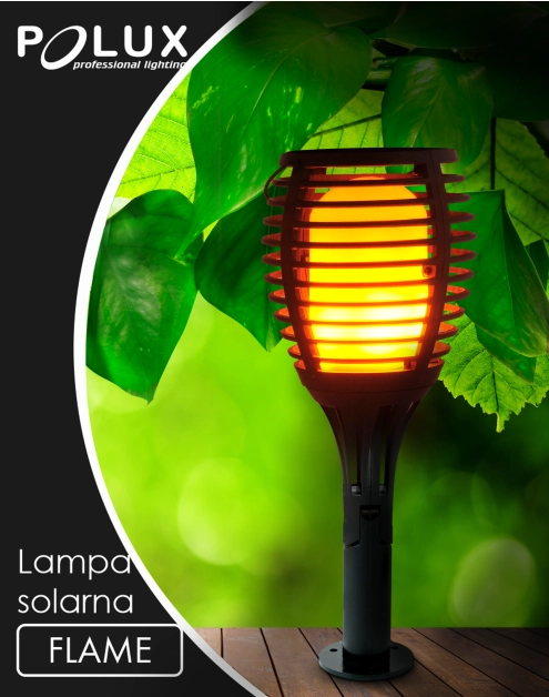 Zdjęcie: Lampa solarna Flame multi plastik czarna POLUX