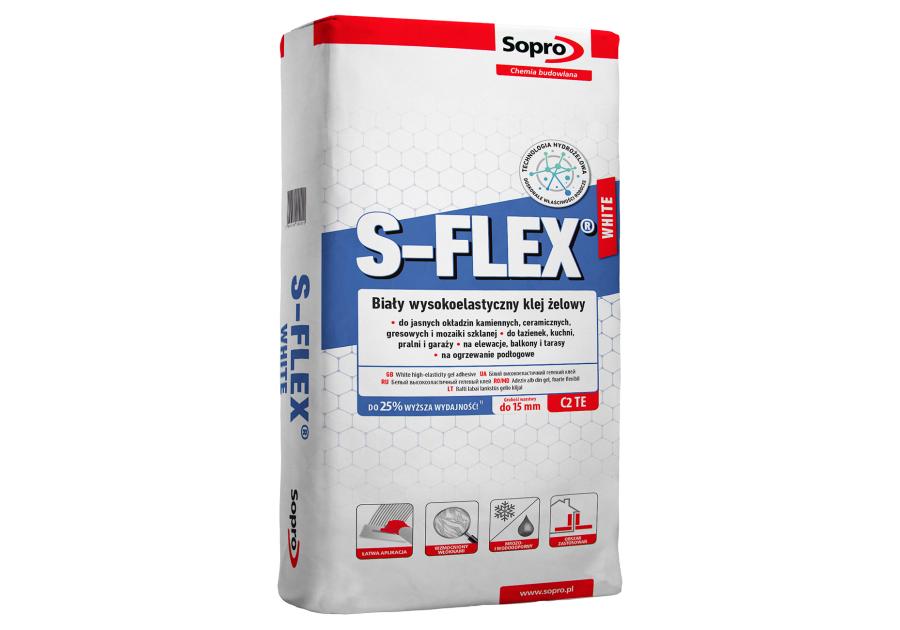 Zdjęcie: Biały wysokoelastyczny klej żelowy 202_S-FLEX 5 kg SOPRO