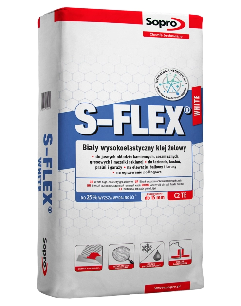 Zdjęcie: Biały wysokoelastyczny klej żelowy 202_S-FLEX 5 kg SOPRO