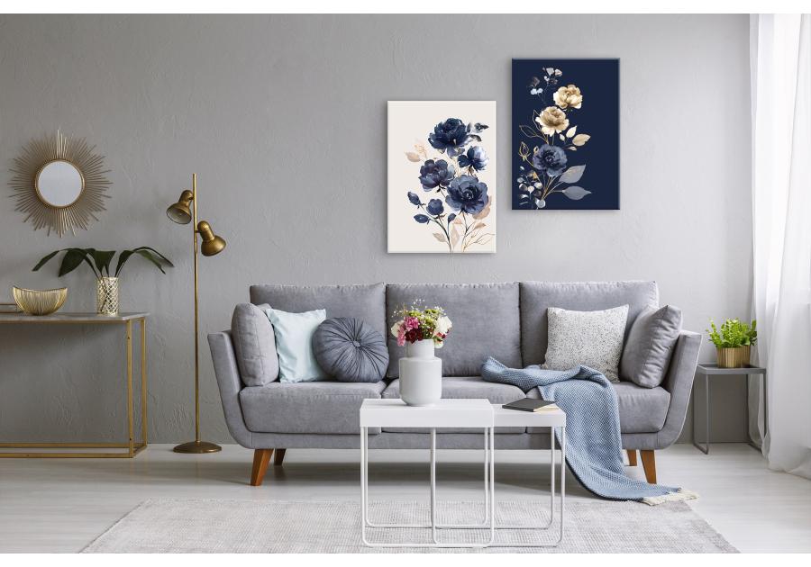 Zdjęcie: Obraz Glasspik Flowers 50x70 cm Gl301 Navy STYLER