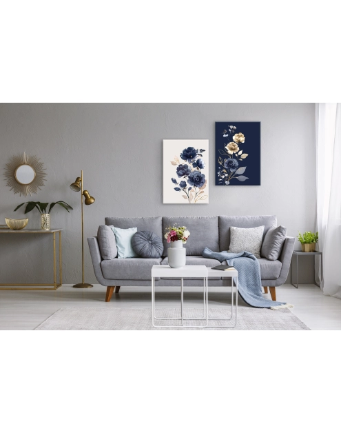 Zdjęcie: Obraz Glasspik Flowers 50x70 cm Gl301 Navy STYLER