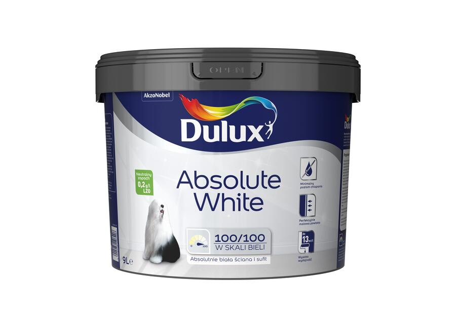 Zdjęcie: Farba do ścian i sufitów Absolute White 9 L biała DULUX