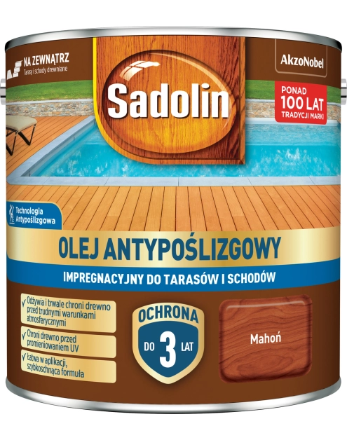 Zdjęcie: Olej antypoślizgowy impregnacyjny Mahoń 4,5L SADOLIN