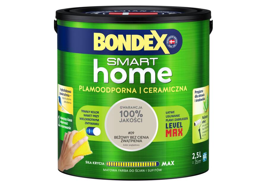 Zdjęcie: Farba plamoodporna beżowy bez cienia zwątpienia 2,5 L BONDEX SMART HOME