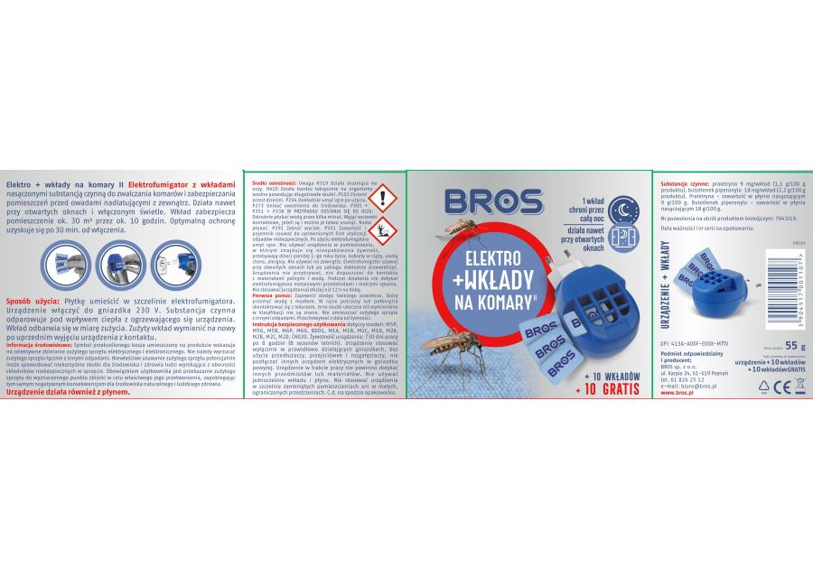 Zdjęcie: Elektryczny odstraszacz komarów elektrofumigator BROS